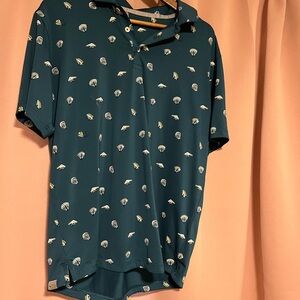 Puma Dark Teal Polo with Pattern